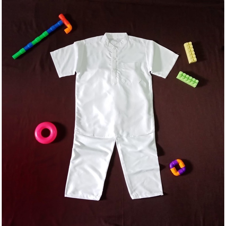 baju koko setelan putih anak / koko setelan putih anak / koko setelan putih anak 1 - 12 tahun