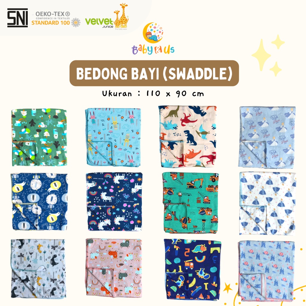 Velvet Junior Bedong Bayi SNI Satuan Brilliant Blue Industrious Dreamland Disney - Baby Swaddle