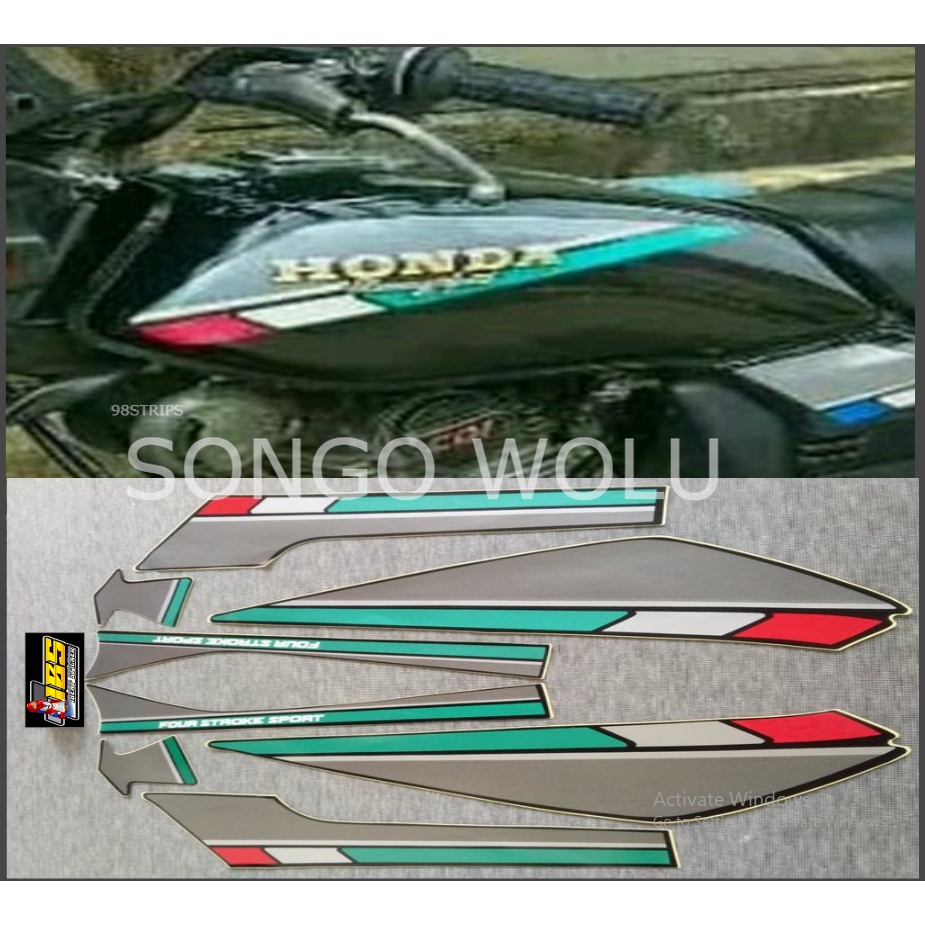 STRIPING GL PRO 1992 HITAM HIJAU STIKER LIS STANDAR ORI HONDA