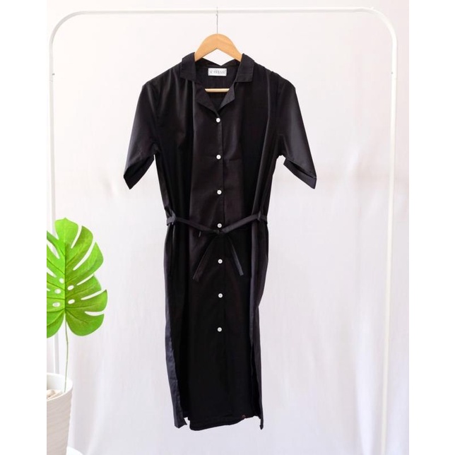 DRESS BUSUI BUMIL FRIENDLY CASUAL PREMIUM DRESS POLOS MIDI DRESS - Hitam