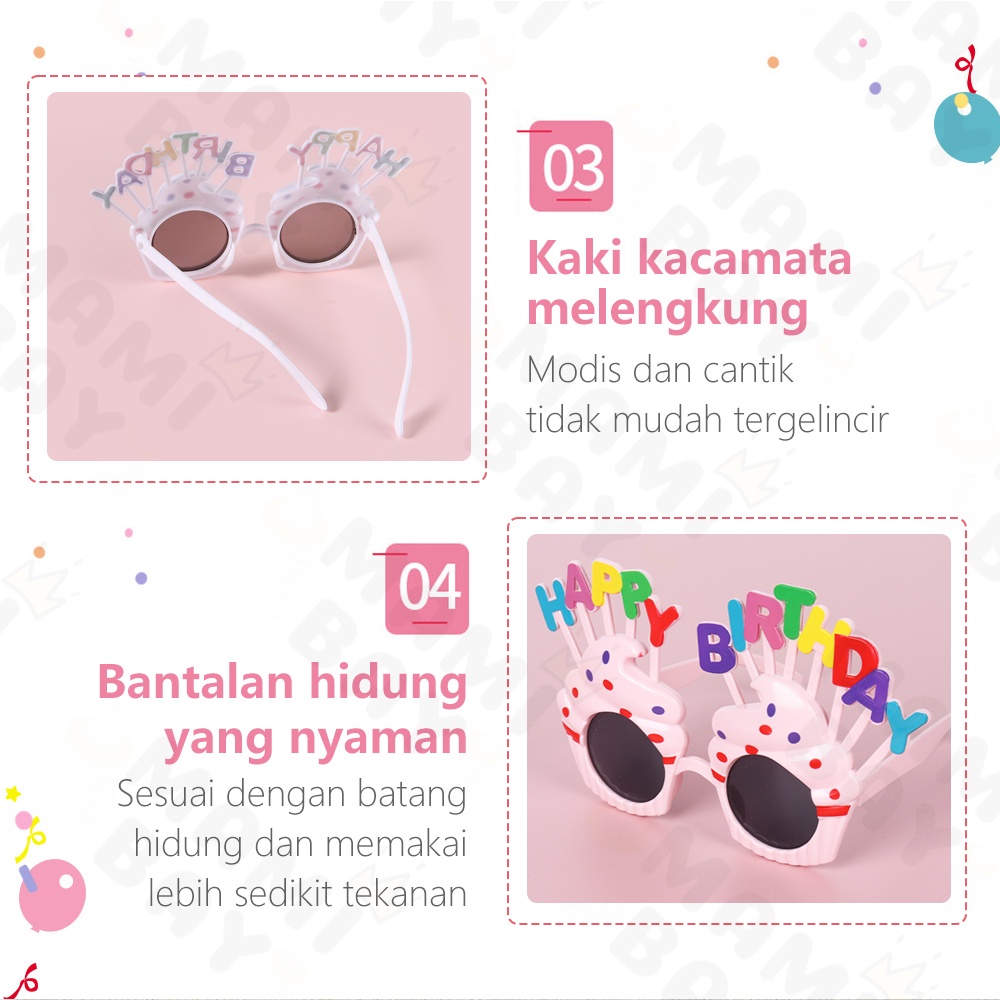 OKEYI Kacamata Ulang Tahun/Kacamata Happy Birthday Anak Untuk hadiah Ulang Tahun Untuk Dekorasi Pesta