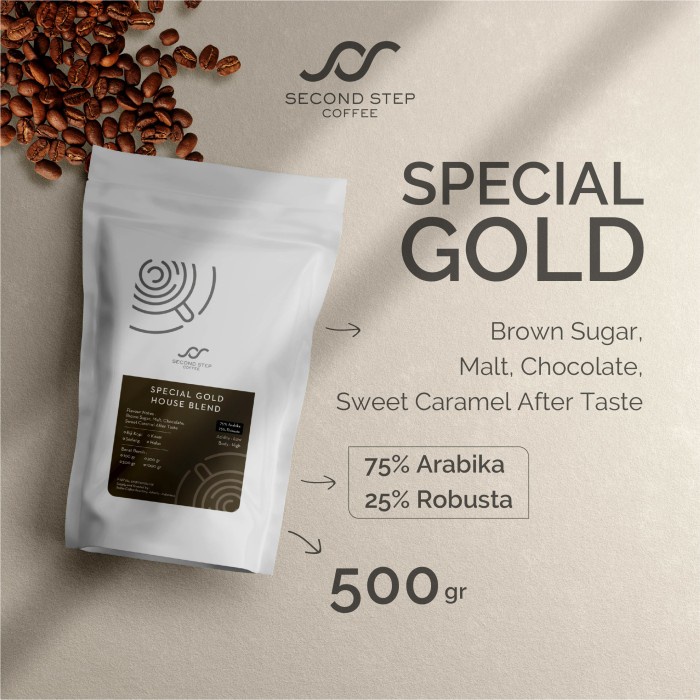 

KOPI ESPRESSO SPECIAL GOLD BLEND COFFEE ROAST BEANS 500GR BIJI BUBUK