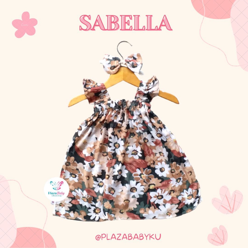 PROMO 7.7 plazababyku DRESS SABELLA dress anak perempuan bayi balita rayon premium motif bunga lucu free headband BUBIBEE