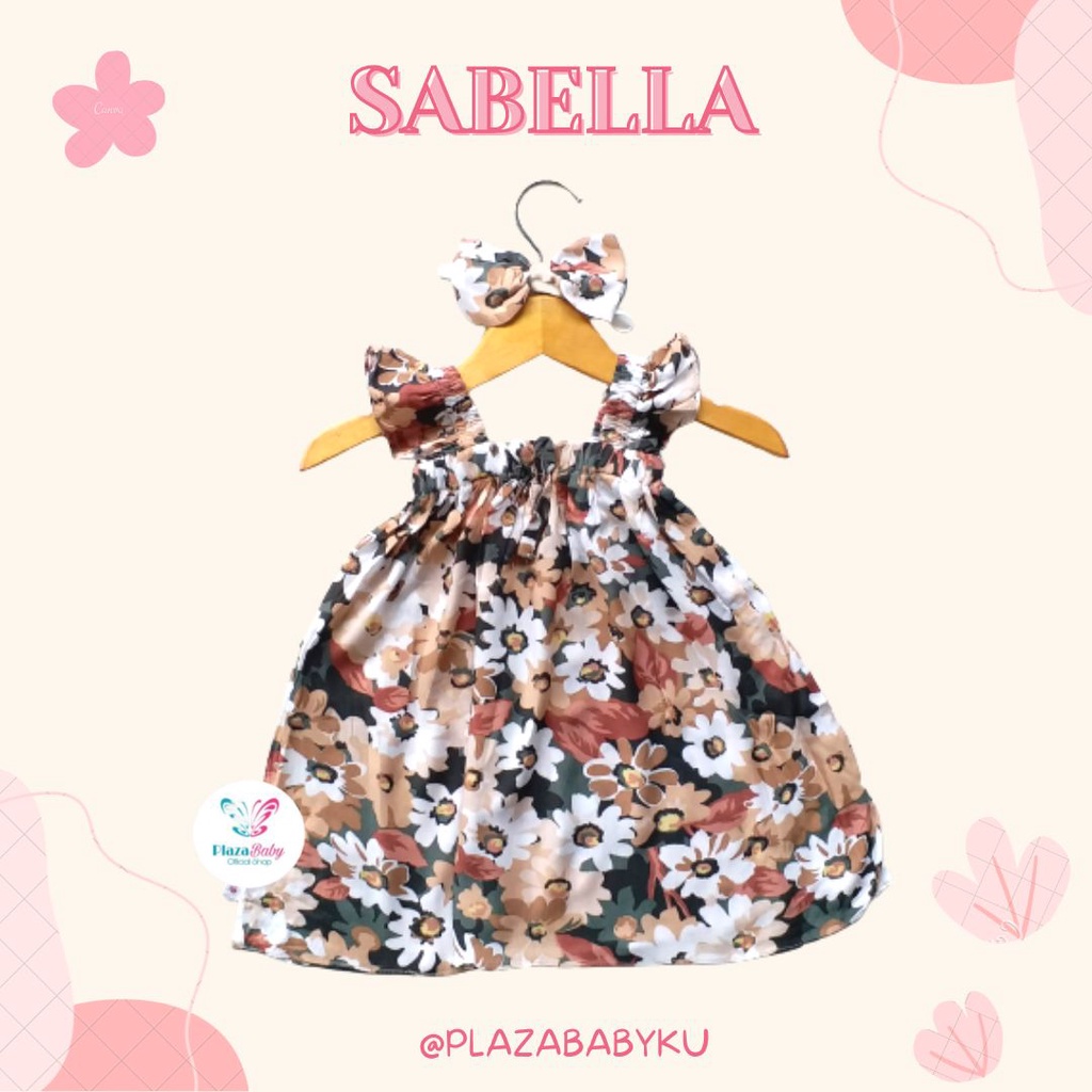 SALE 10.10 plazababyku BBB DRESS SABELLA dress anak perempuan bayi balita rayon premium motif bunga lucu free headband