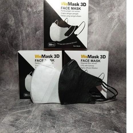 ㆆ 1 Box Isi 50Pcs Masker Duckbill Garis Tebel Hitam Putih ㆄ