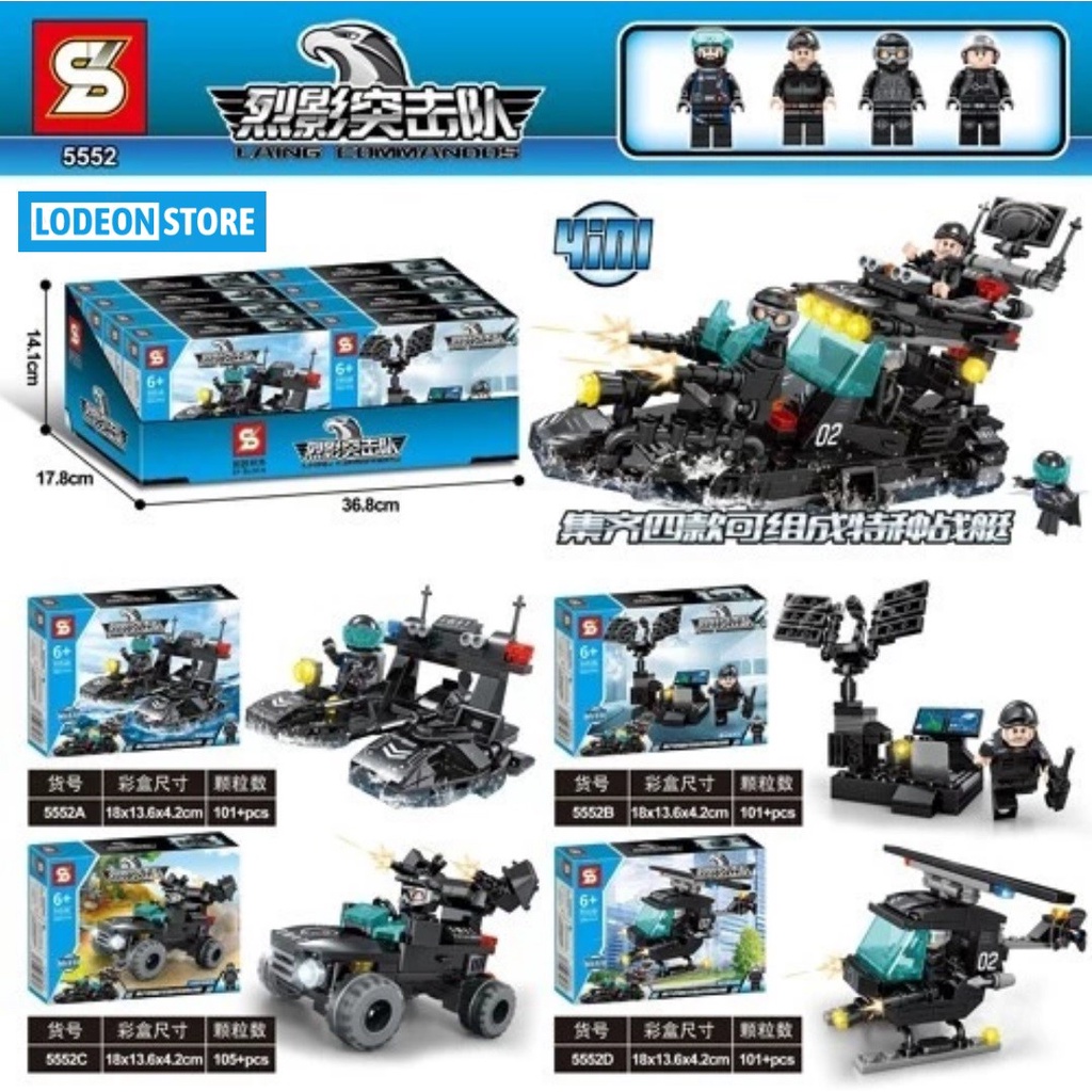 Brick SY Block Police Boat 4 in 1 SY 5552 - Brick Polisi SY5552