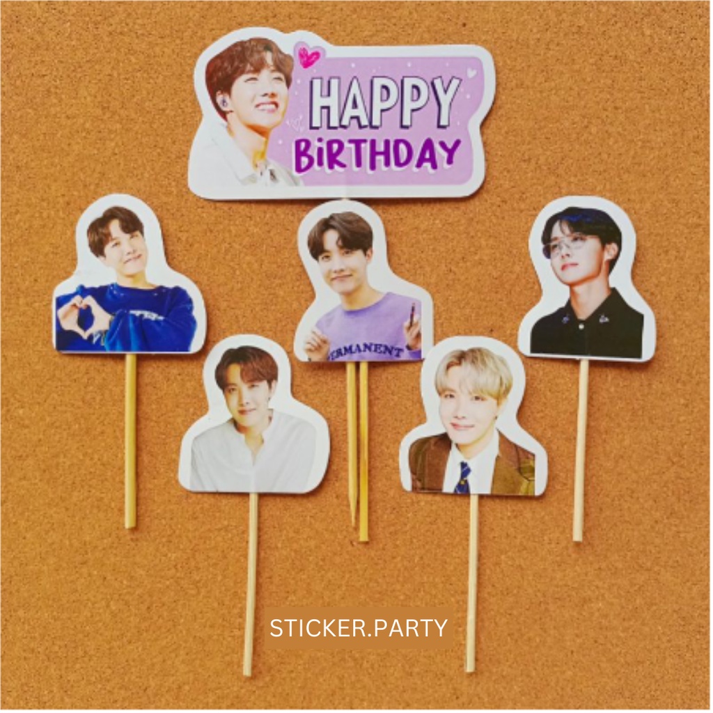 TOPPER CAKE J-HOPE BTS HIASAN HAPPY BIRTHDAY DEKORASI ULTAH ULANG TAHUN KPOP DEKOR TUSUKAN KUE TART 