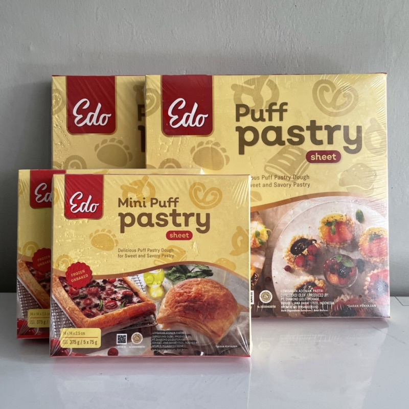 

Mini Puff Pastry 375gr / Edo Puff Pastry Mini / Kulit Zuppa Soup Mini