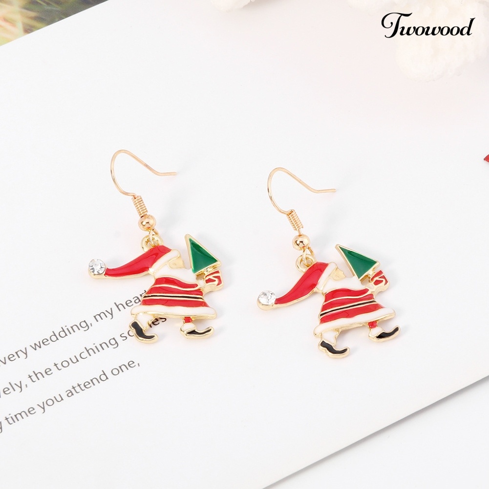 Anting Hook Liontin Santa Bahan Alloy Untuk Wanita