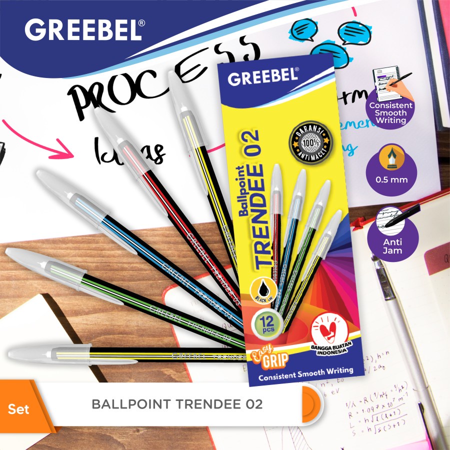 Jual GREEBEL Pen Pulpen Bolpoin Ballpoint BALLPEN TRENDEE 02 12PCS SET