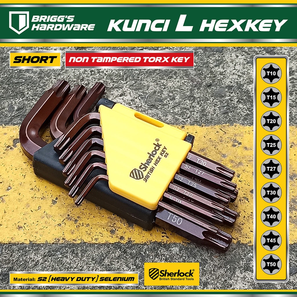 Sherlock Kunci L Set Bintang 9 Pcs mm (Pendek) / Kunci L Torx Set Sherlock Original