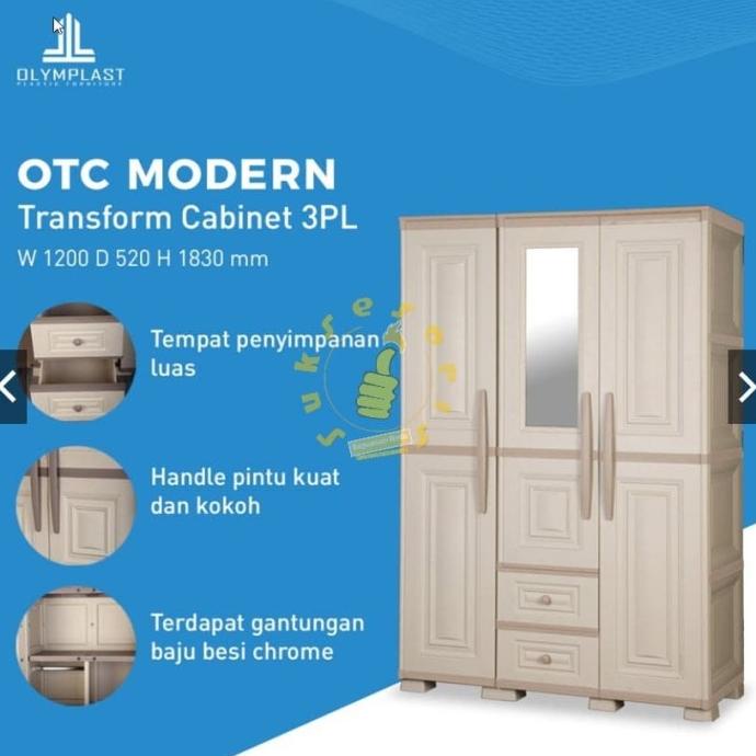 

Lemari pakaian Plastik Olymplast 3 pintu Besar stock ready