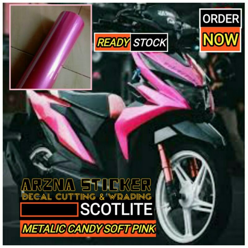 Stiker / skotlet soft pink candy metalic / skotlet metalic candy warna pink super glossy