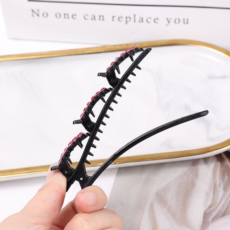 Aksesoris Jepit Rambut Model Lapis Ganda Motif Bunga Aksen Kristal Berlian Untuk Wanita