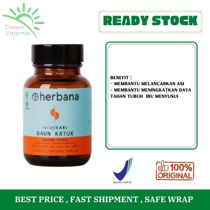 Jual Produk Terbaru Herbana Relief Sari Daun Katuk 60 Kapsul Asi