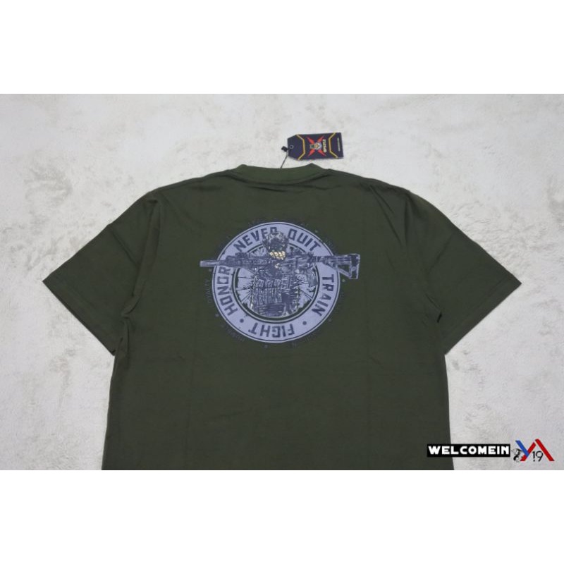 Kaos Premium Tactical Never Quit Pendek Hijau / T-Shirt Cotton Combed Opsyle
