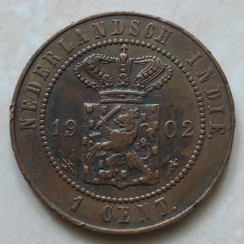 Kòin Benggol 1 Cent Nederland Indie 1902 - Detail Bagus