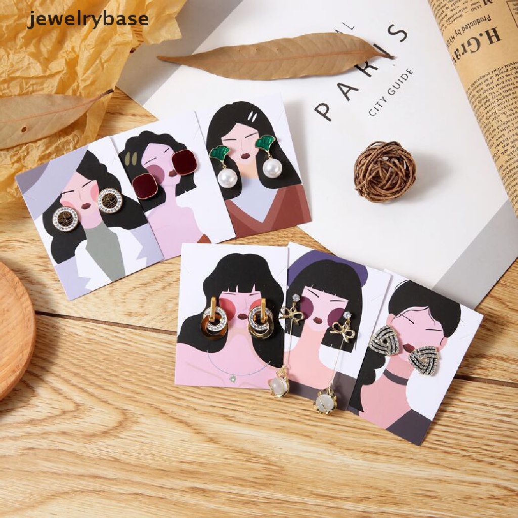 100pcs Kartu Tag Holder Display Perhiasan Anting Kalung Bahan Kertas