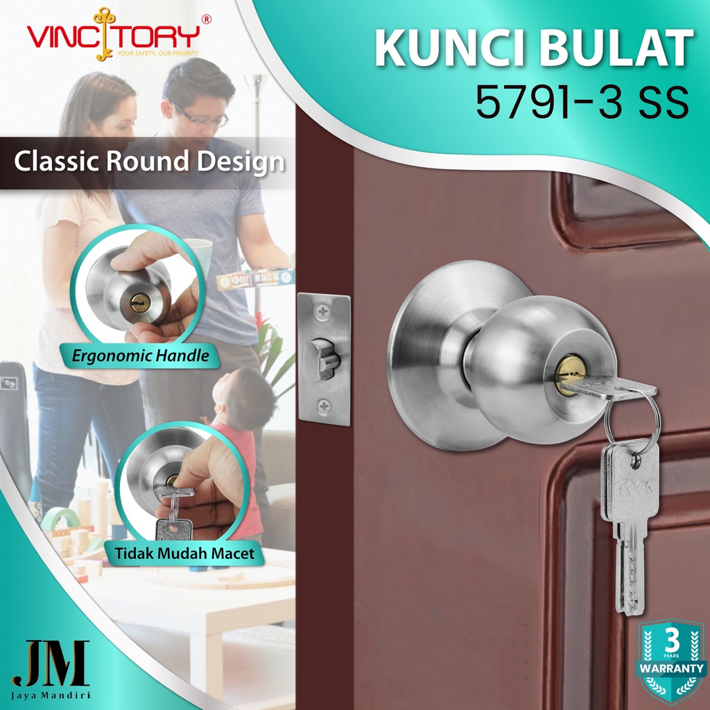 Vincitory Kunci Pintu Kamar Mandi Bulat Stainless Sus 304 126