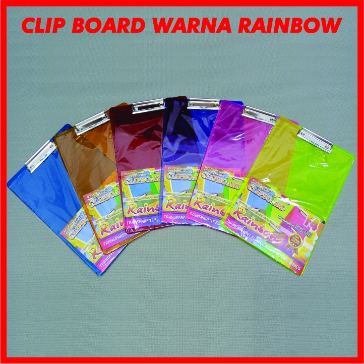 

CLIP BOARD TRANSPARAN RAINBOW / PAPAN UJIAN / PAPAN JALAN FOLIO