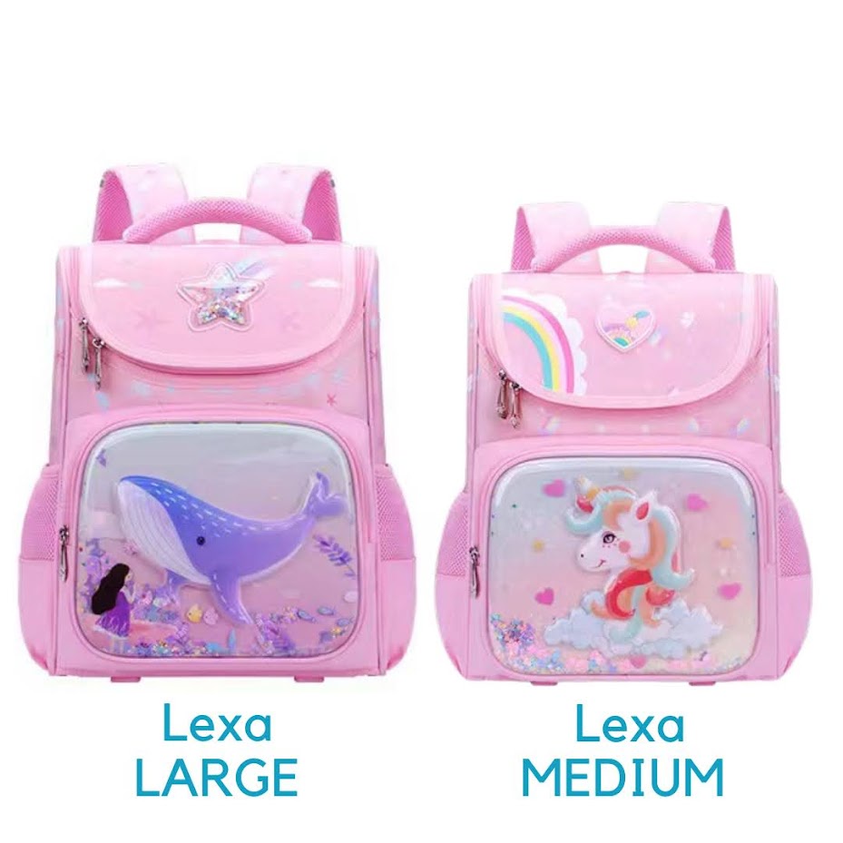 Skoola Tas Sekolah Anak Perempuan SD Ransel Unicorn Whale Waterproof  - Lexa