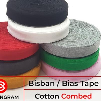 Bisban Kain Bahan Kaos Katun Bias Tape Meteran Aksesoris Kaos - 4 cm