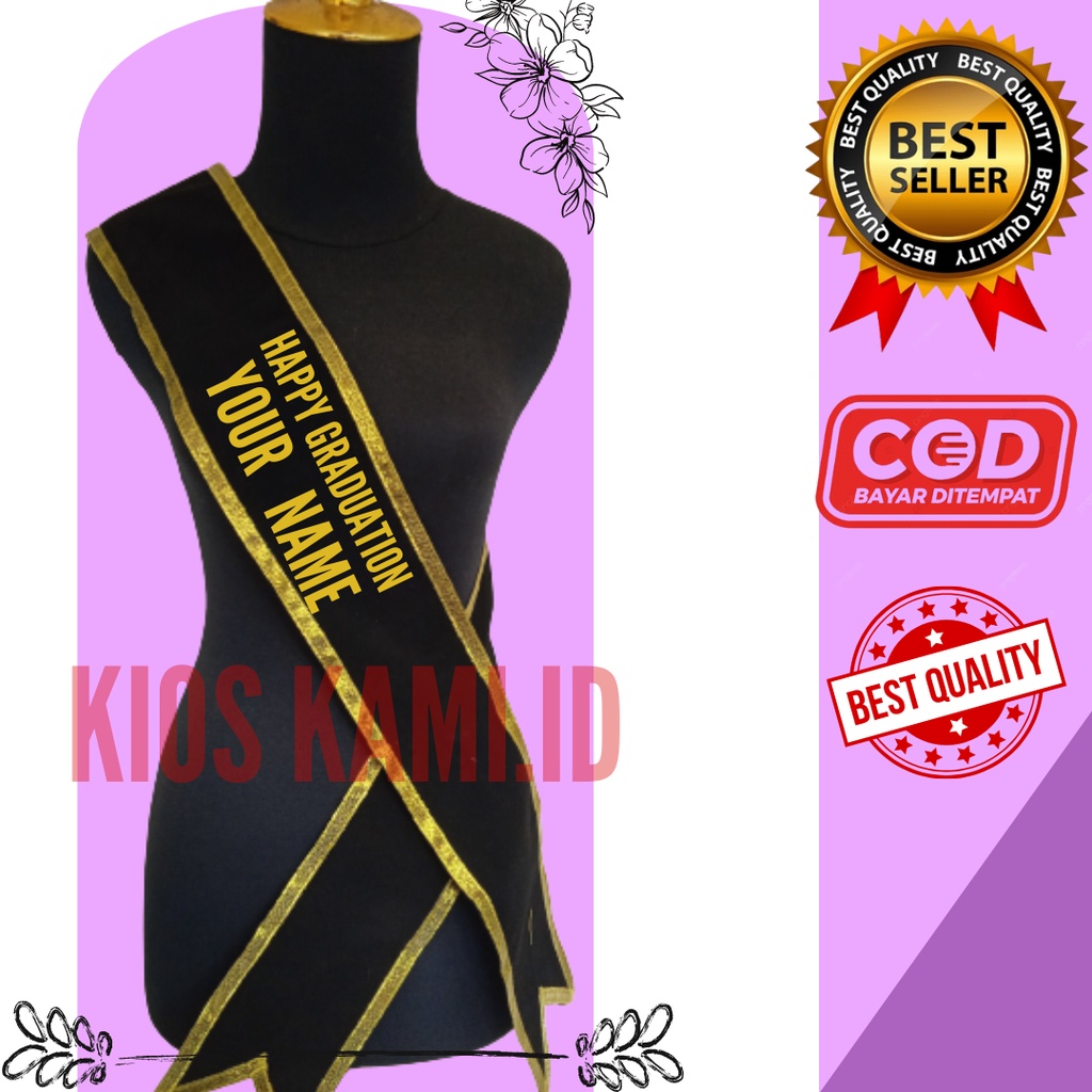 SELEMPANG WISUDA CUSTOM 2 BARIS BORDIR