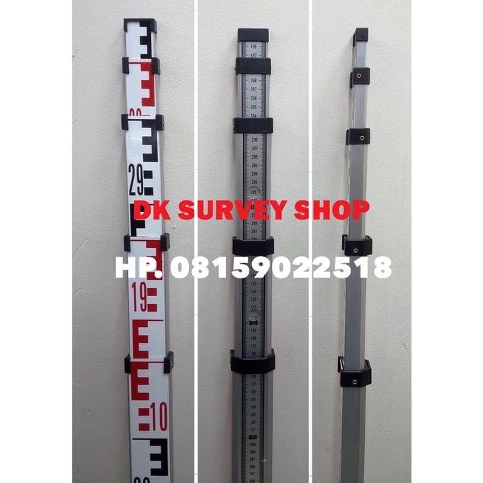 Jual Terlaris Rambu Mistar Bak Ukur M Meter Levelling Aluminium Staff M Nivo Pengukur