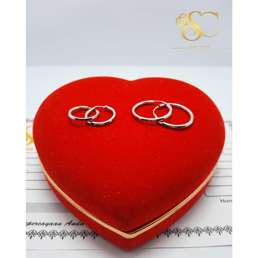 Anting Gipsy Polos Perak Asli Silver 925 Lapis Emas Putih Model Anting Gipsy Perak