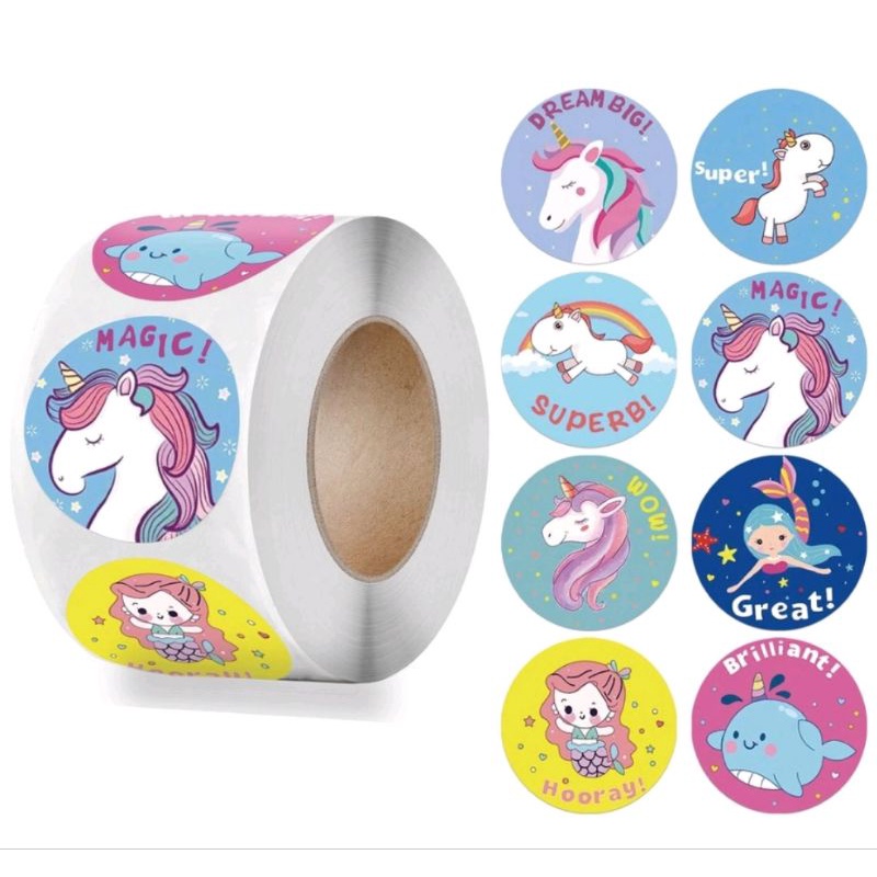 

Stiker Gemoy Unicorn 2,5cm tempel lucu 20 pcs