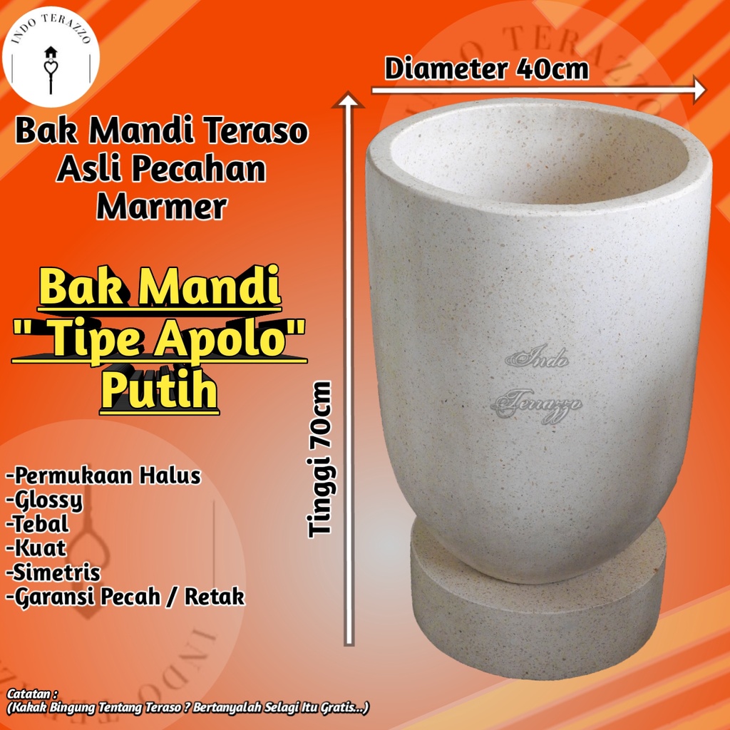 Indo Terrazzo Bak Mandi Minimalis Marmer Teraso Tipe Apolo Tinggi 70 Diameter 40/Bak Mandi Teraso Ma