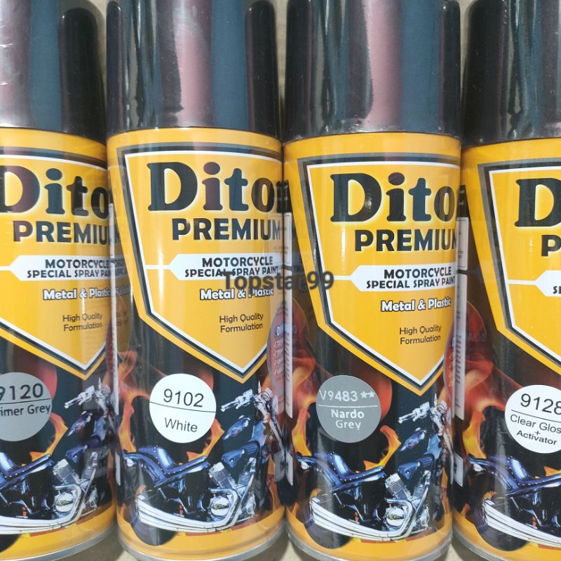 Pilok Cat Diton Premium Paket Komplit 4 Kaleng Orange Nardo Grey Abu Abu 9483 Primer Grey 9120 White 9102 Clear Gloss 9128 400cc Pilox Paketan Cat Semprot Special Spray Paint