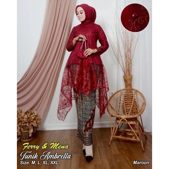 Setelan Kebaya Tulle Umbrella Sanghai BUSUI - Baju Kondangan Kebaya Modern