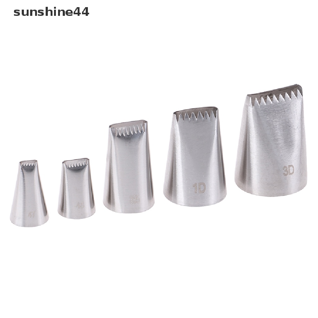 Sunshine 5pcs / Set Spuit Piping Stainless Steel Bentuk Keranjang Anyam Untuk Dekorasi Kue