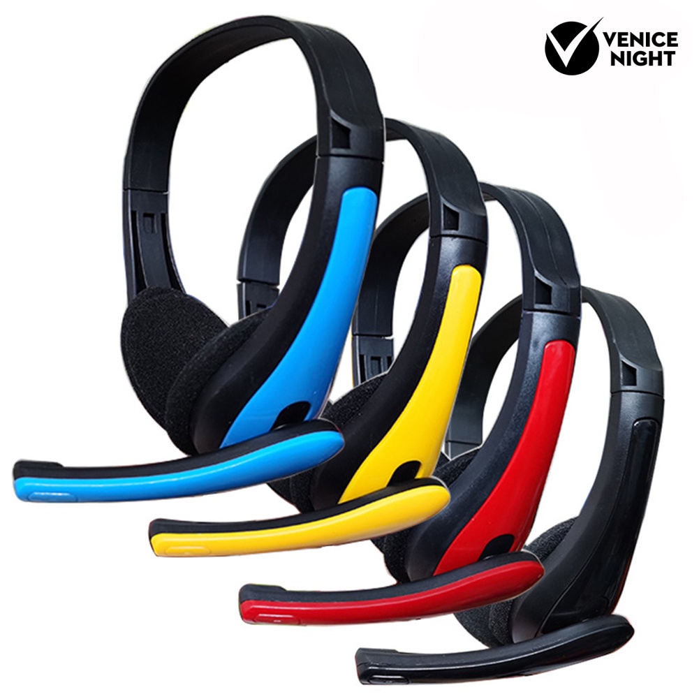 (VNEP) (Berkabel) Headset Gaming Stereo 3.5mm Peredam Kebisingan Headphone Ringan dengan Mikrofon