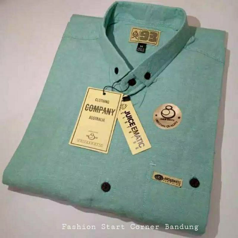 Kemeja Polos  Mint Hem Pendek Pria Cowok Lengan Pendek Model Terbaru Slimfit