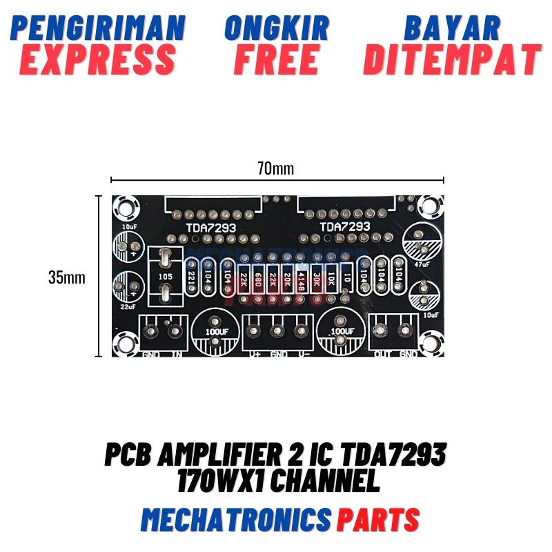 PCB Amplifier 2 IC TDA7293 170Wx1 Channel