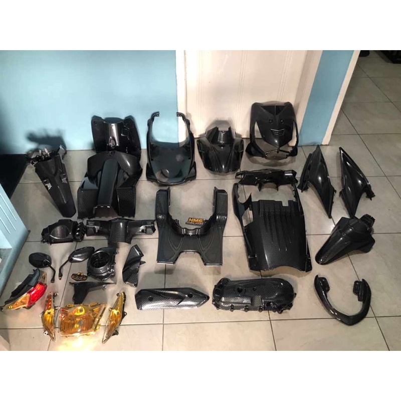 Paketan Body Kasar, Body Halus, Behel, Blok CVT dan Reflektor Lampu Honda Beat Karbu full carbon