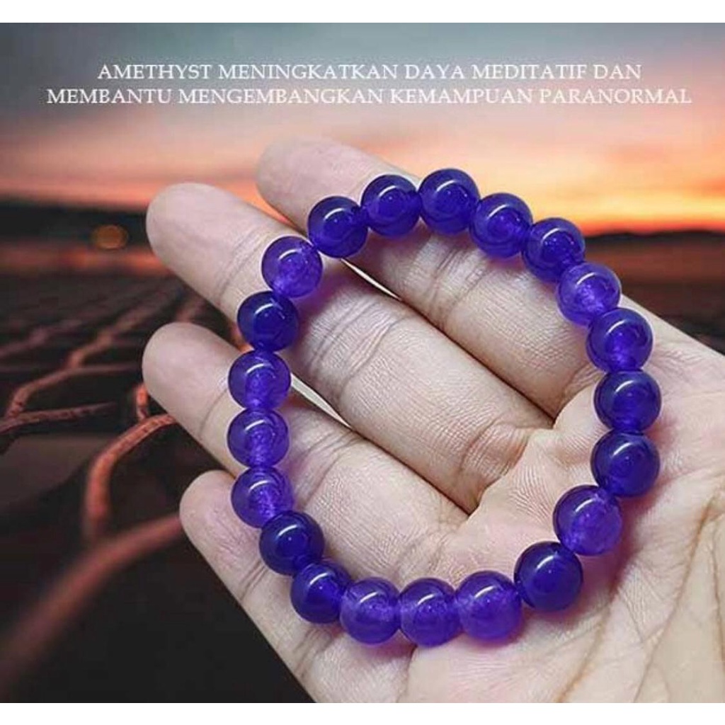 Gelang Batu Giok Grape AMETHYST Gelang Pria Wanita Terlaris  Original Natural Etnik Unik untuk Pria Wanita