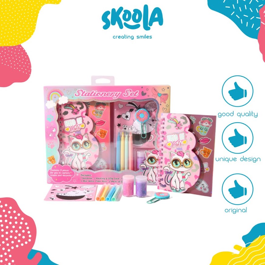 Skoola Stationery Set Alat Tulis Fancy Anak Perempuan Unicorn Cat Mermaid - Stani Staci