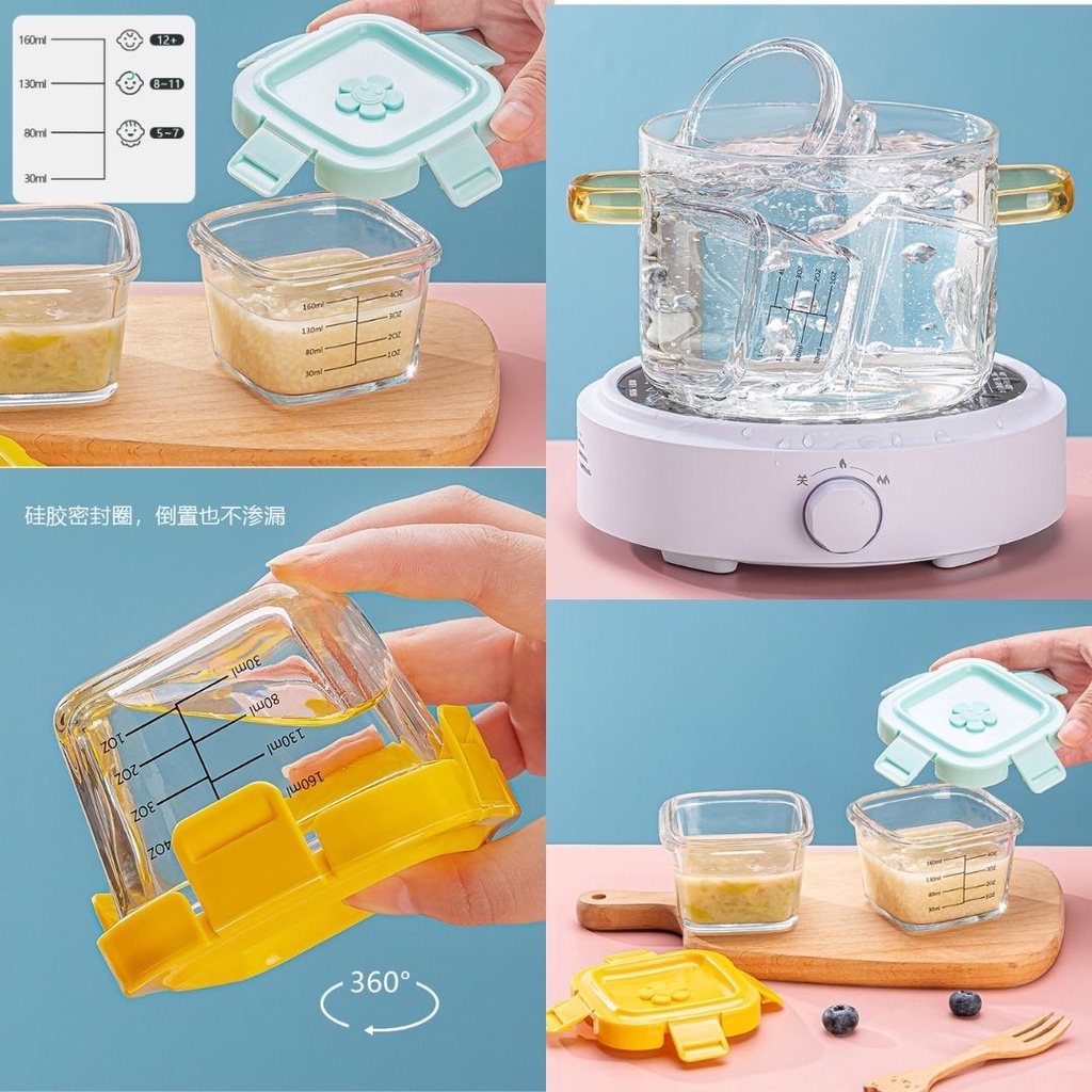 𝐆𝐨𝐨𝐝𝐬𝐂𝐨 Tempat Mpasi Kaca Wadah Mpasi Kaca Penyimpanan Mpasi Glass Baby Food Container