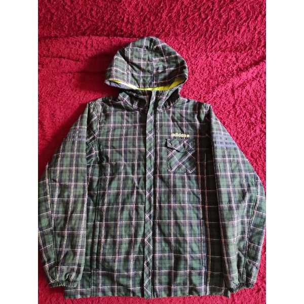 Adidas Neo Label Green Flannel Zip Hoodie Jacket