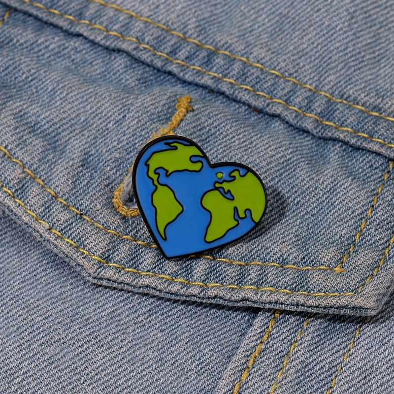 Bros Pin Desain Kartun Love The Earth Untuk Aksesoris Pakaian