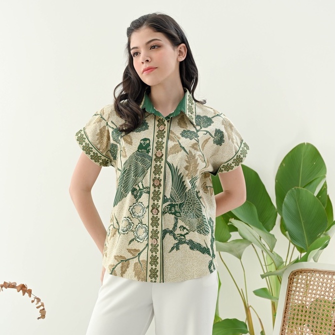 Atasan Batik 259 IJO/ Blouse Batik Wanita/ Seragam Batik/ Kemeja Batik Wanita/ Batik Kantor