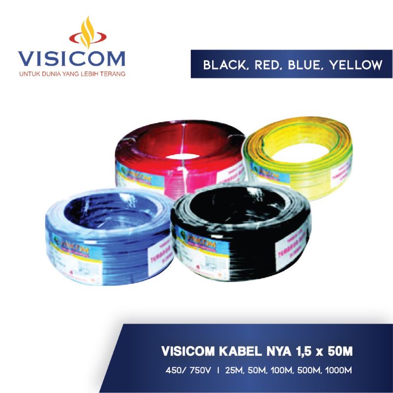 Kabel engkel kawat NYA 1 x 1,5 / 1.5 mm VISICOM 25 50 100 meter single core tunggal SNI tembaga murn