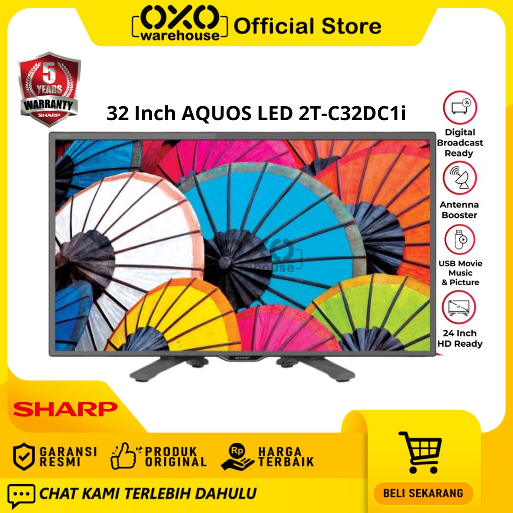 SHARP LED TV 32 Inch HD Digital 2T-C32DC1i Garansi Resmi