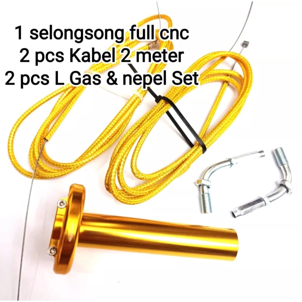 slongsong gas spontan slim full cnc plus 2 kabel gas 2 meter lengkap L gas dan nepel