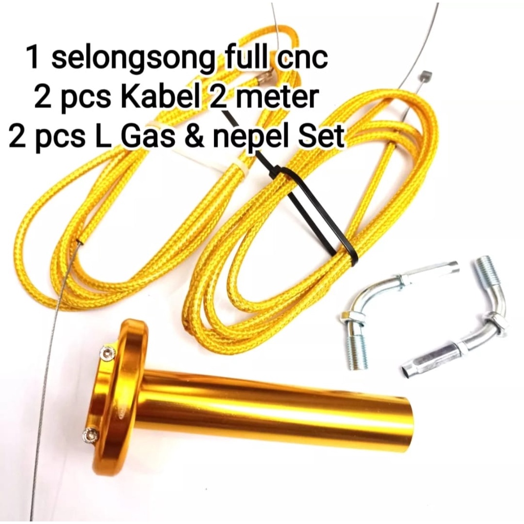 slongsong gas spontan slim full cnc plus 2 kabel gas 2 meter lengkap L gas dan nepel