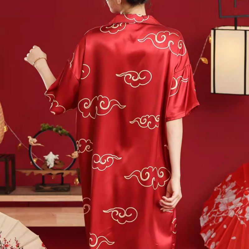 MDLV ~ 0413# CNY Opera Daster Pajamas Dress Satin Import