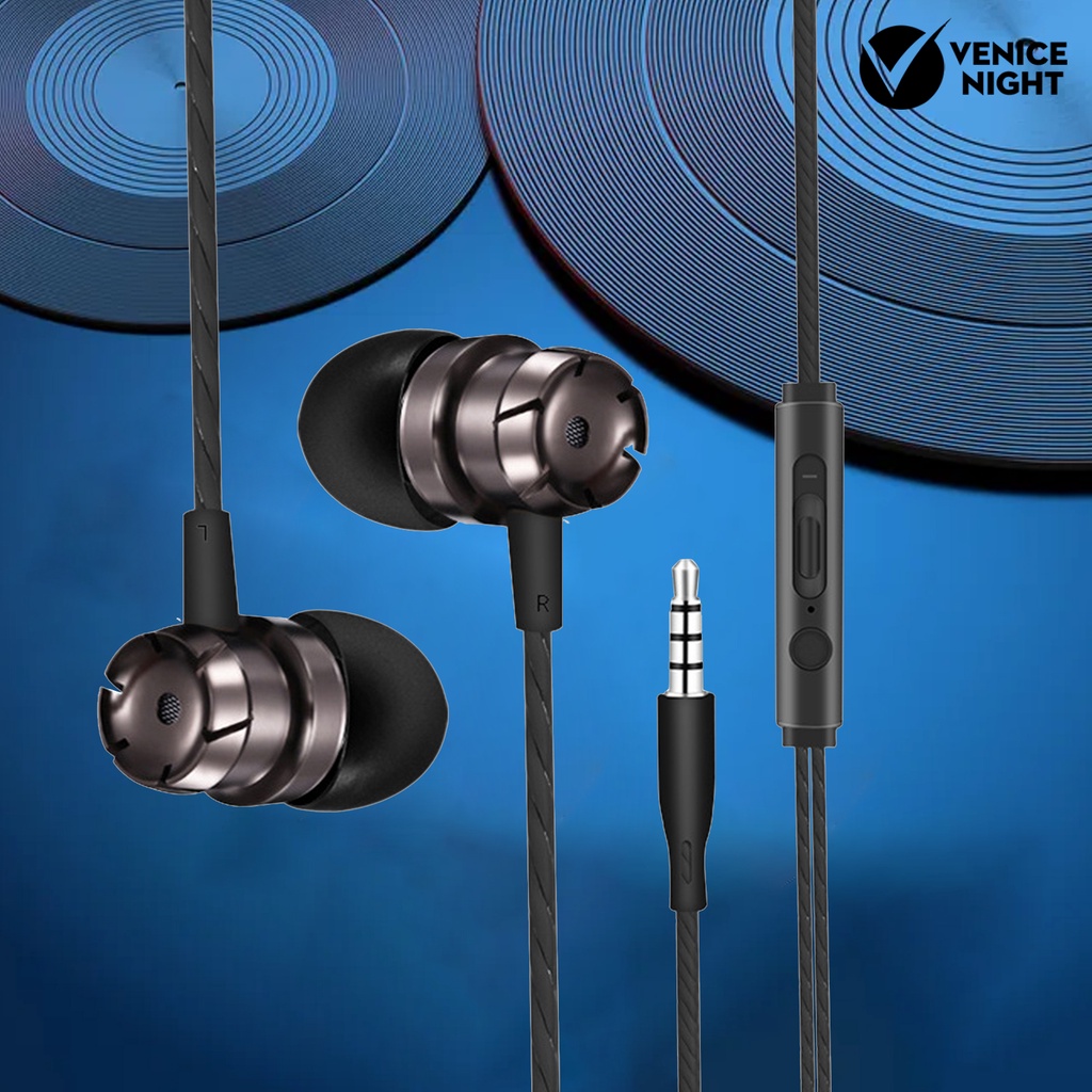 (VNEP) (Berkabel) Earphone Anti-winding Fleksibel TPE Line Control Headphone Earbud untuk Menelepon